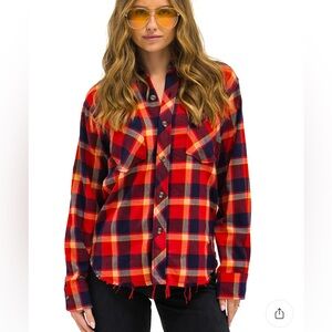 Aviator Nation Red and Blue Plaid Button-Down Shirt
